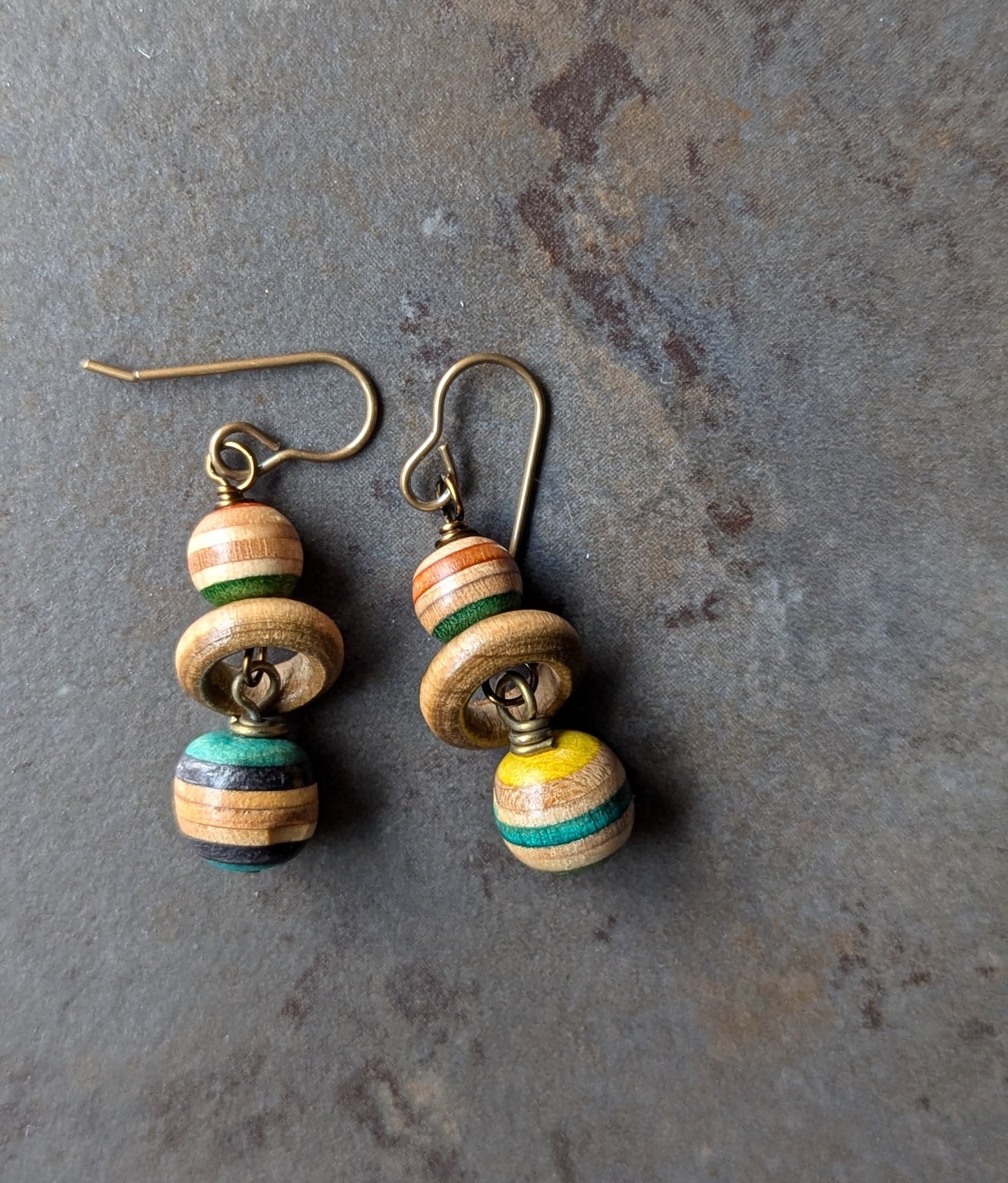 Linked Skateboard Bead Earrings