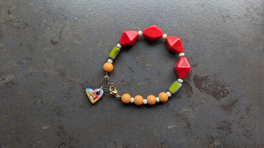 Beaded Bracelet with Heart Charm