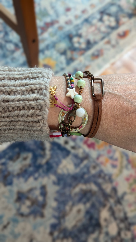 Mixed Media Triple Wrap Bracelet/ Necklace