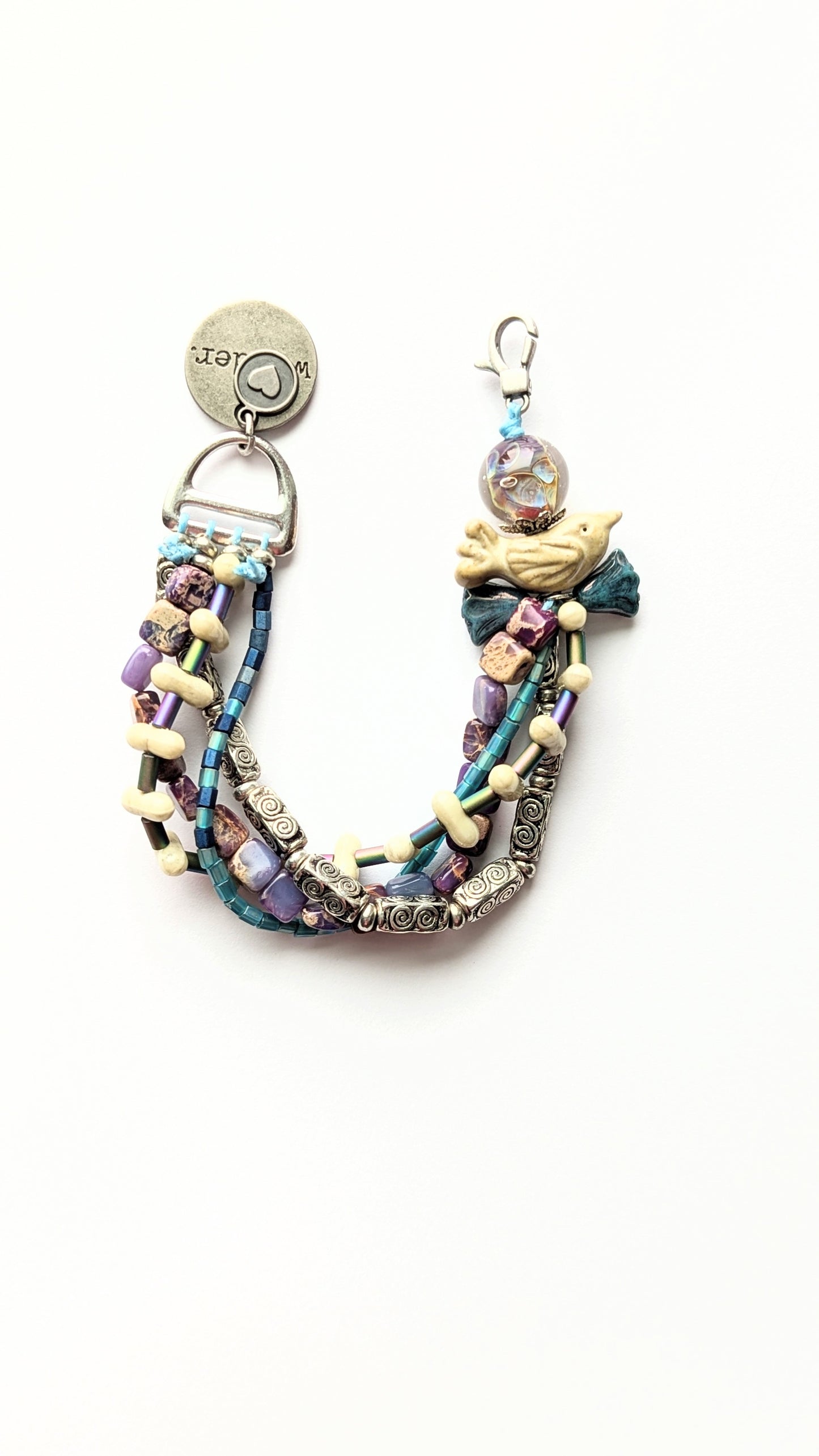 Multi Strand Beaded Bird Bracelet