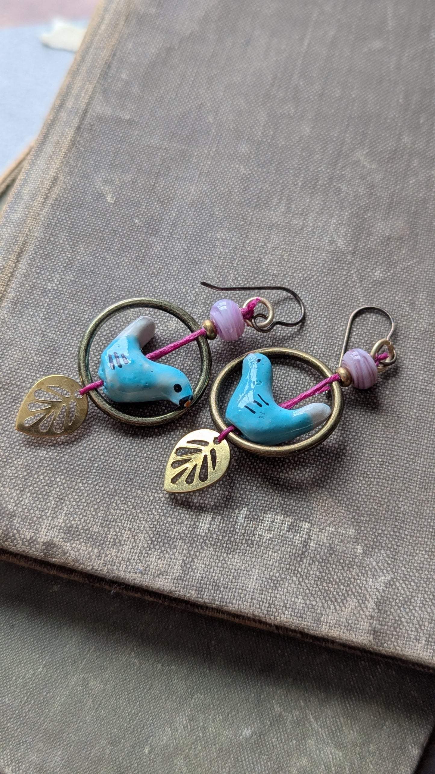 Bird and Brass Hoop Earrings