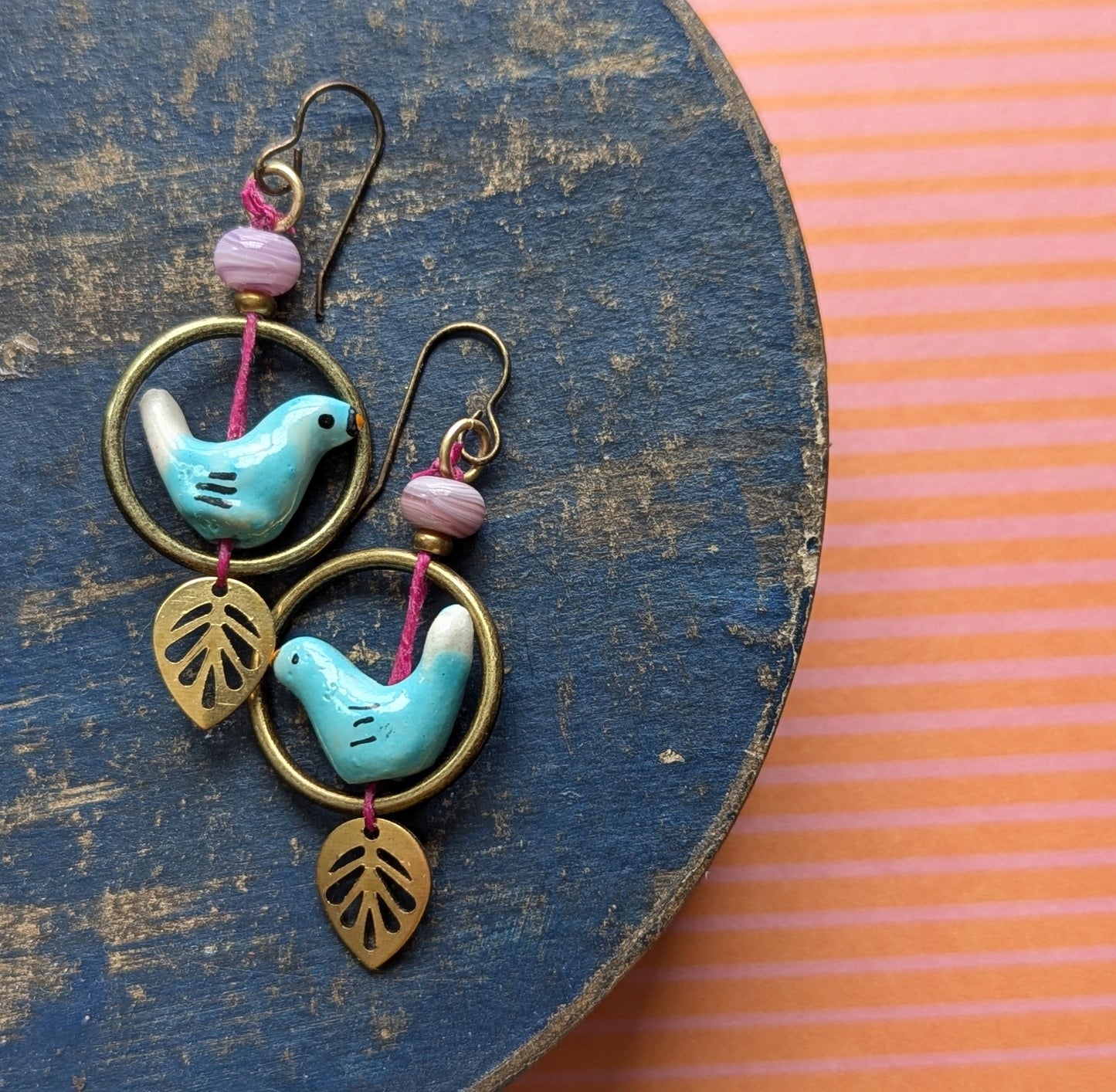 Bird and Brass Hoop Earrings