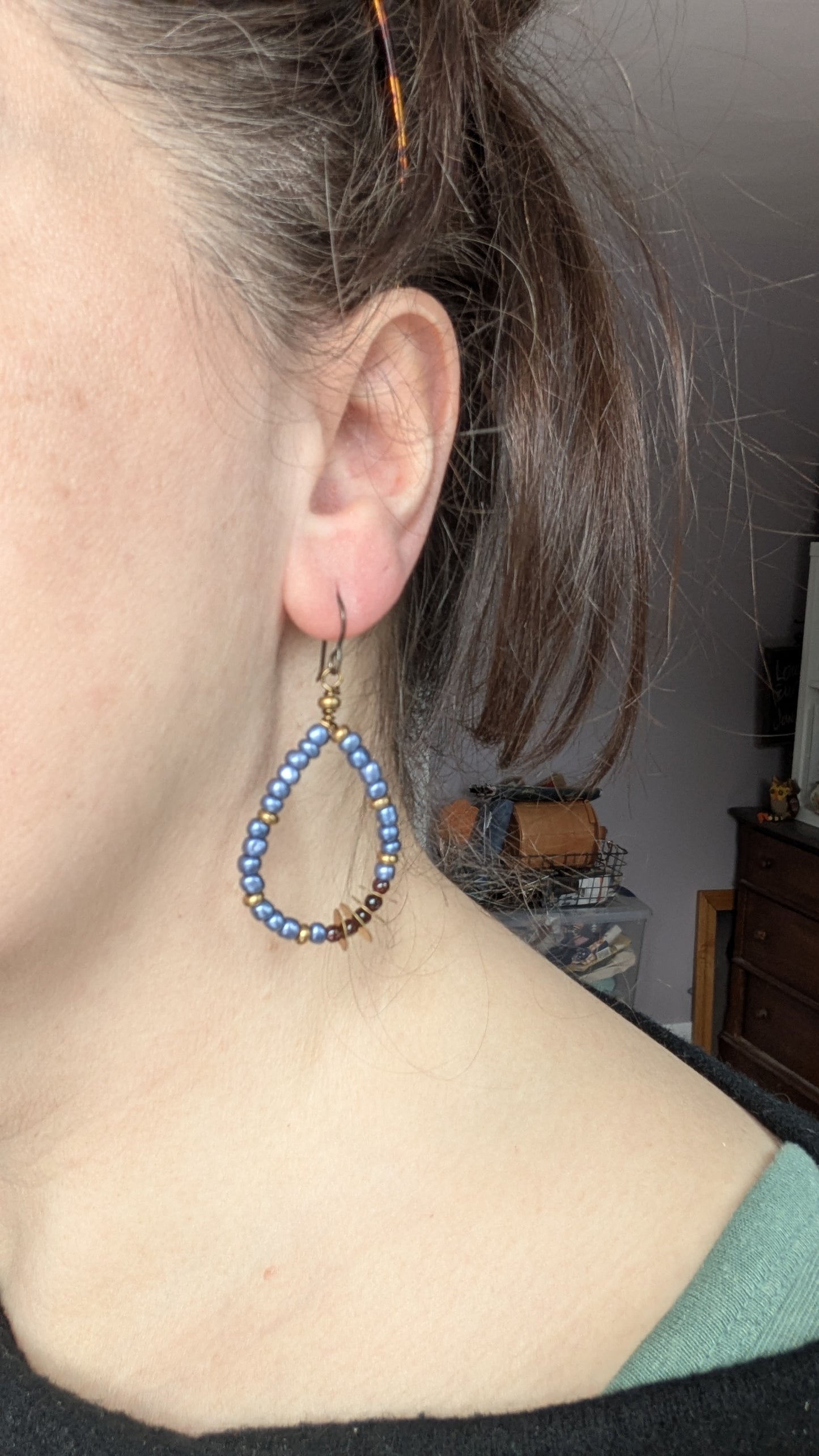 Beaded Hoops (Denim)