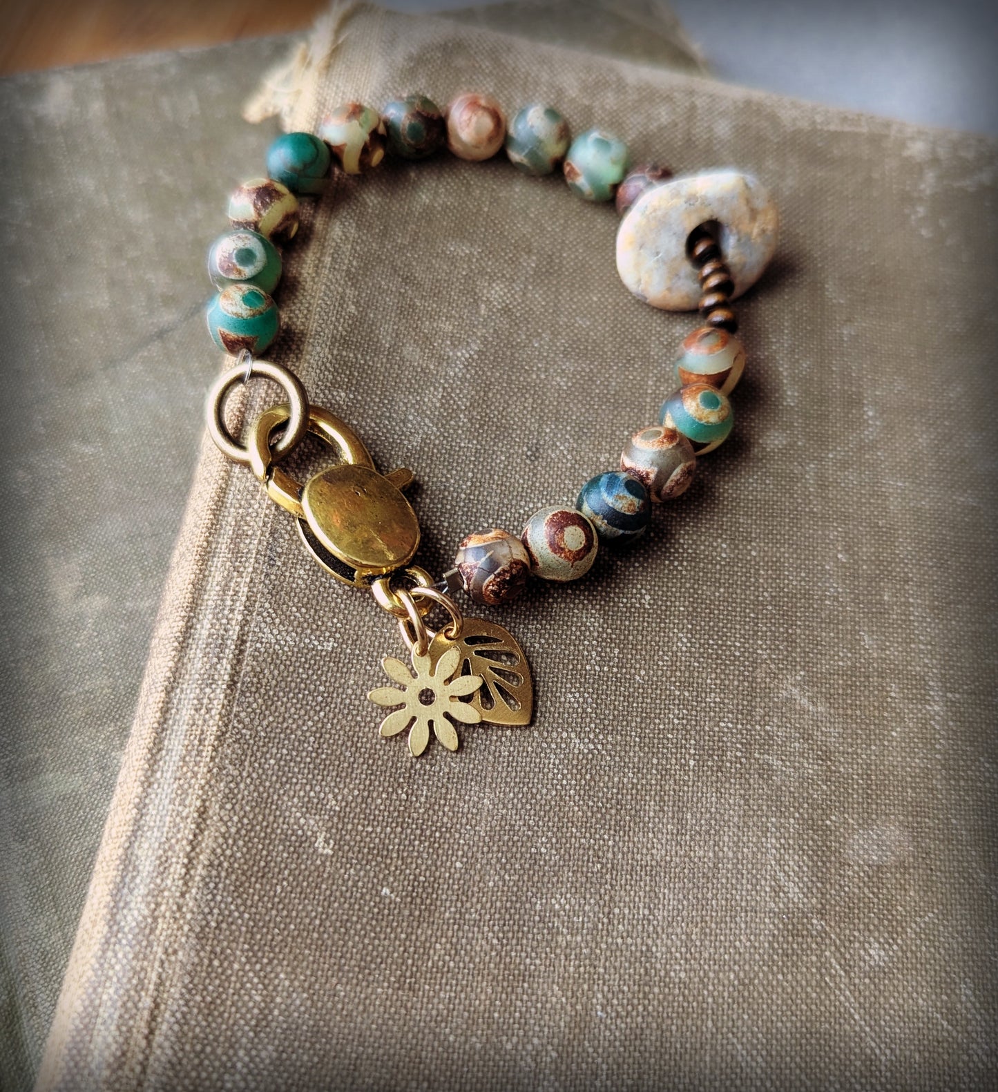 Brass and Agate Bracelet