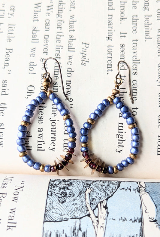 Beaded Hoops (Denim)