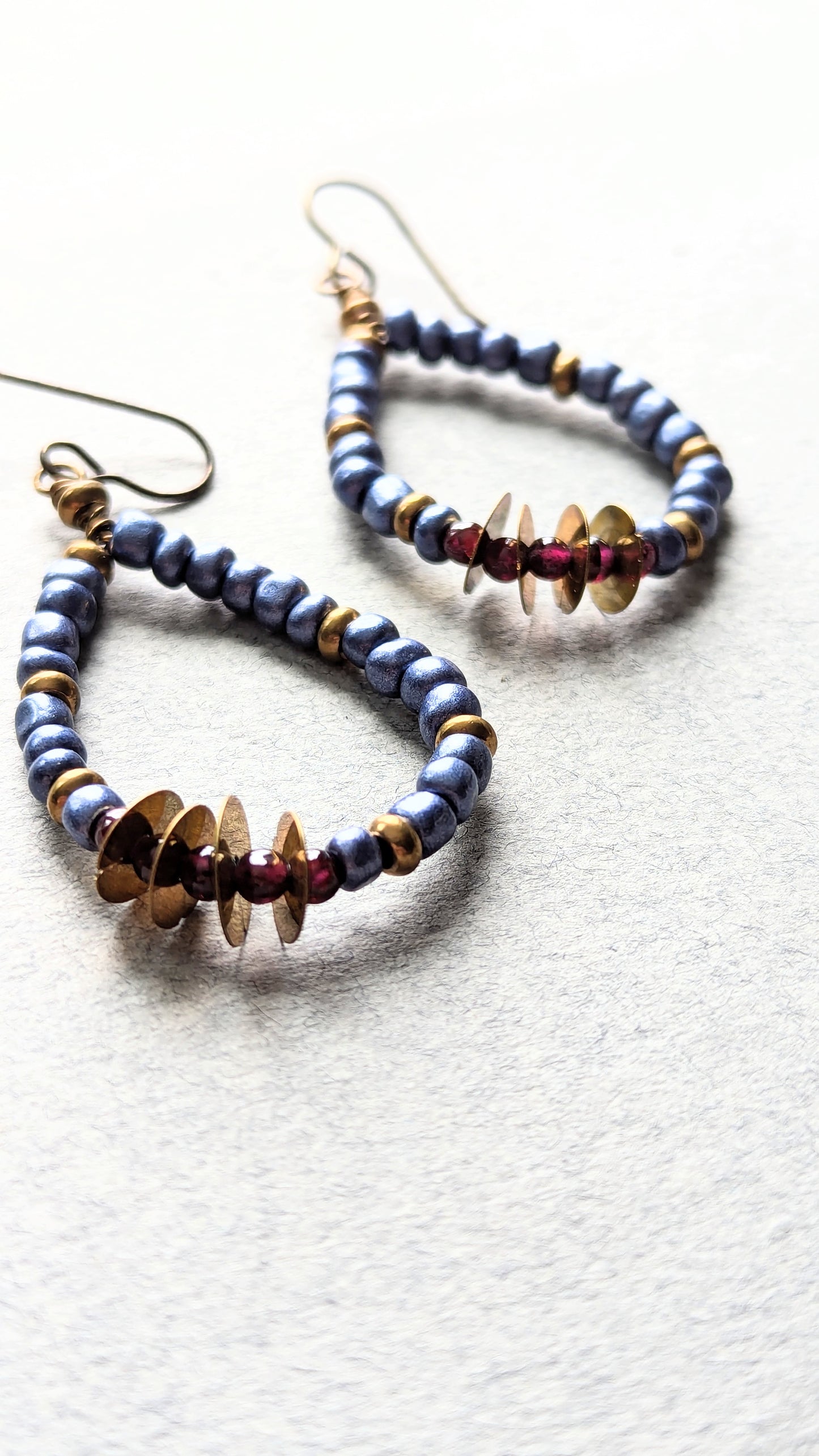 Beaded Hoops (Denim)